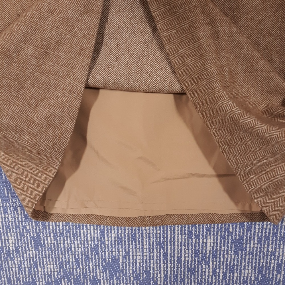 J.CREW Wool Blend Skirt Womens Size 12 Lined Herringbone Beige - Picture 5 of 11